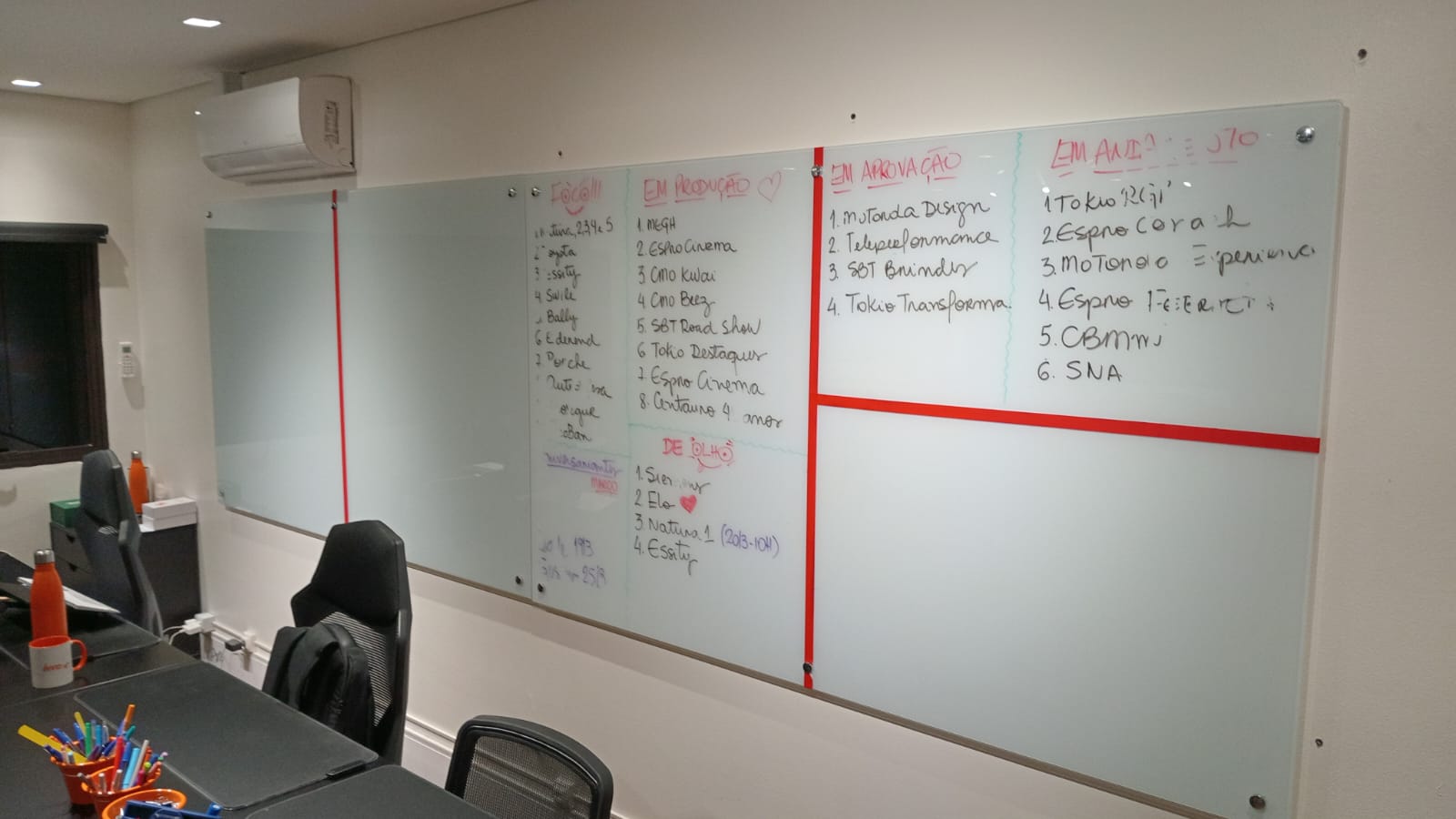 Lousa de vidro em empresa